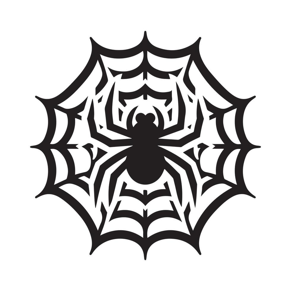spider web black silhouette vector