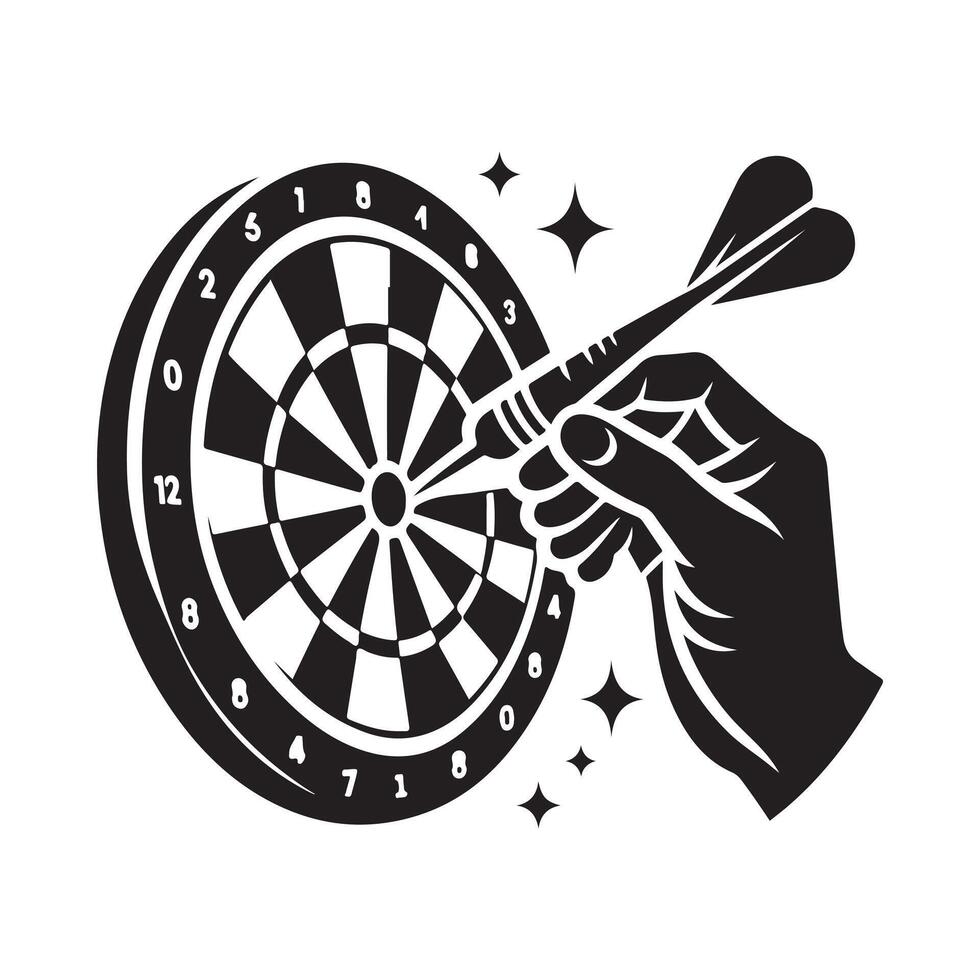 darts silhouette with target design vector