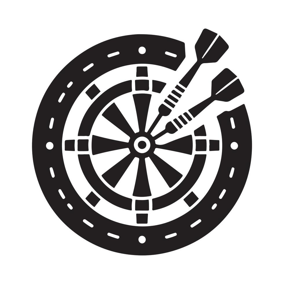 dartboard and darts icon silhouette vector