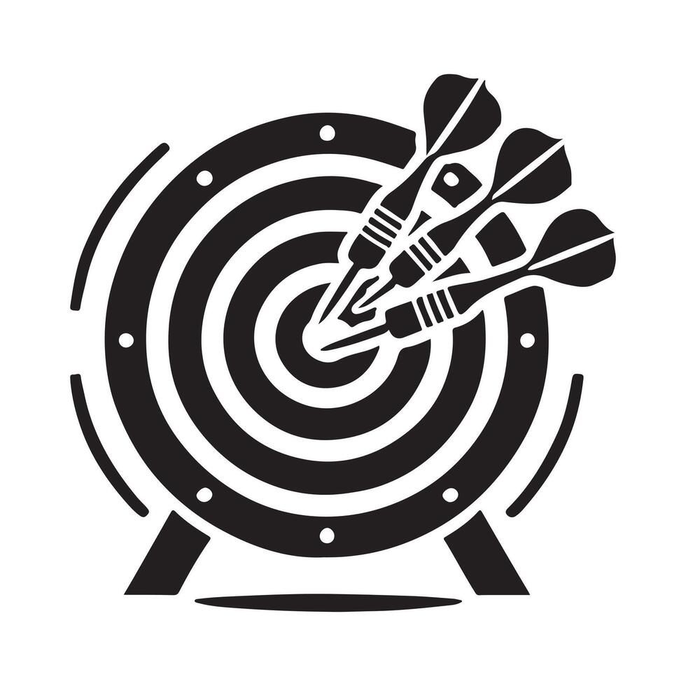 dartboard and bull's eye silhouette vector