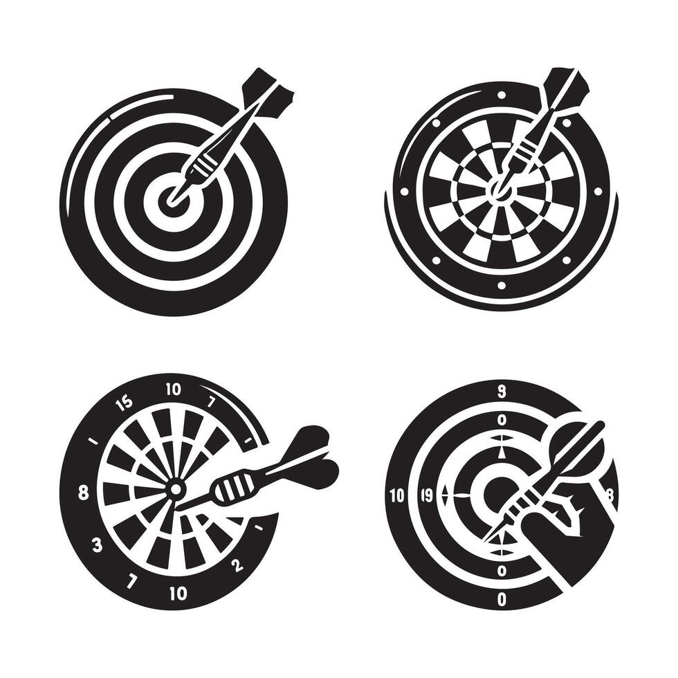 dartboard silhouette with bull's eye target vector