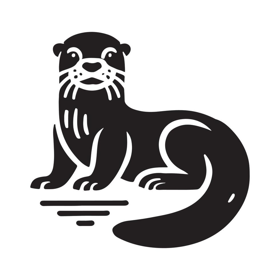 otter silhouette icon vector