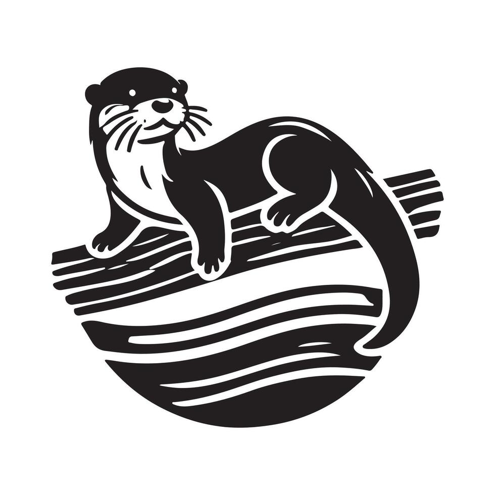 otter silhouette graphic vector