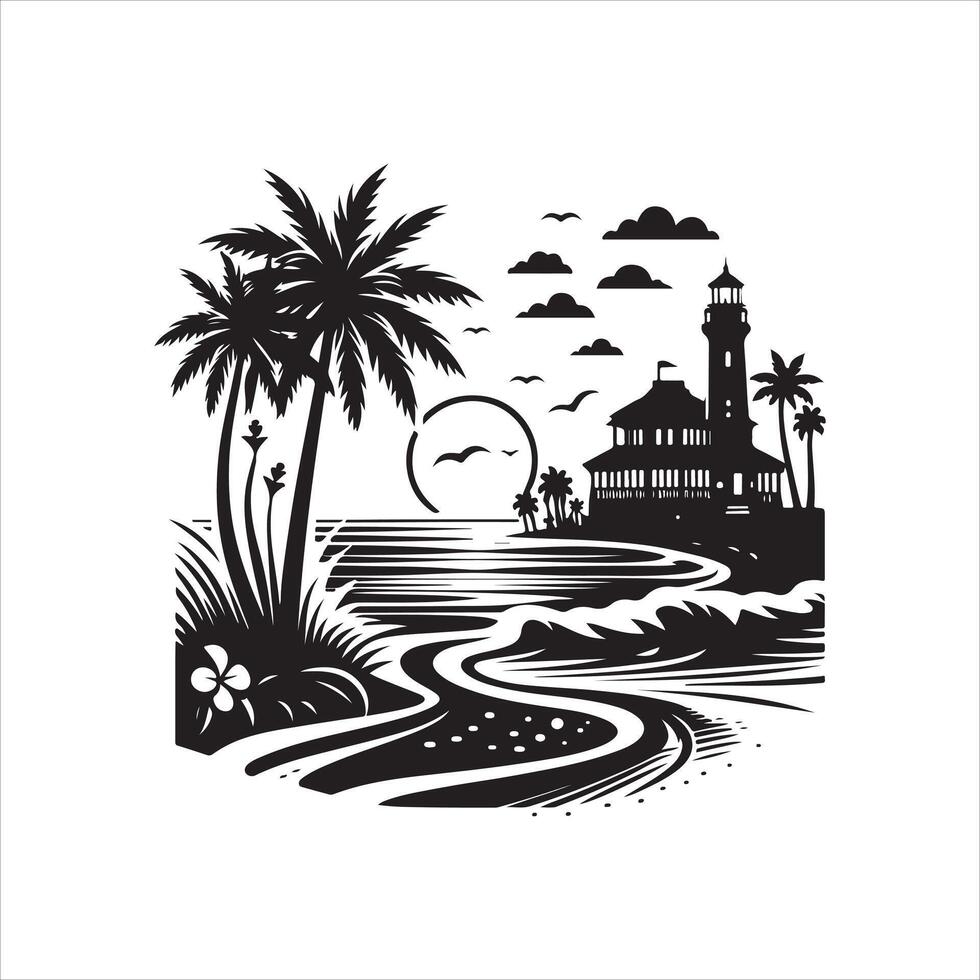 beach skull florida silhouette art vector