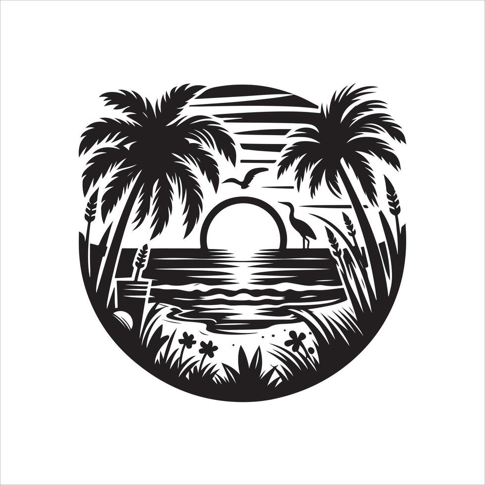 florida beach skull silhouette design vector