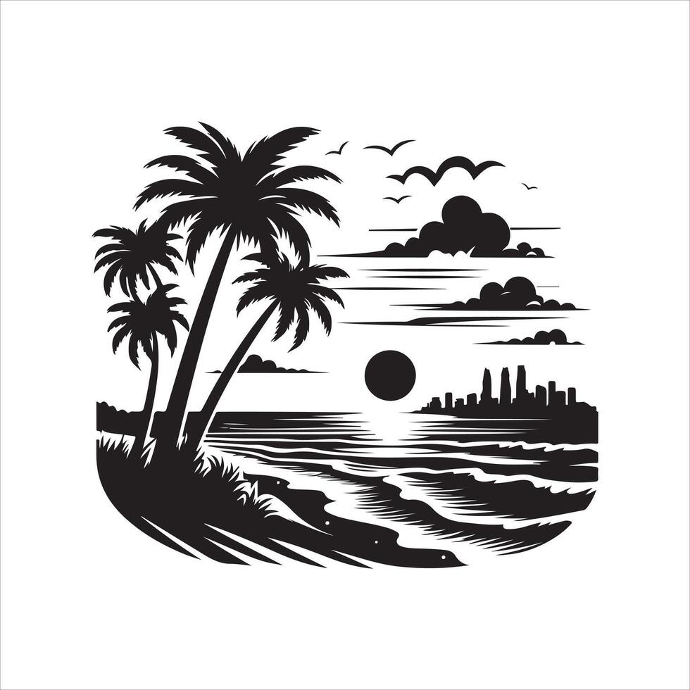 beach skull silhouette florida graphic vector