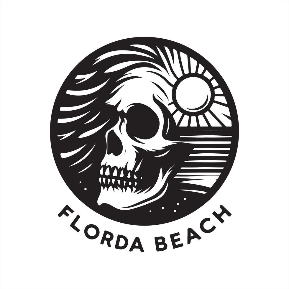 skull design florida beach silhouette vector