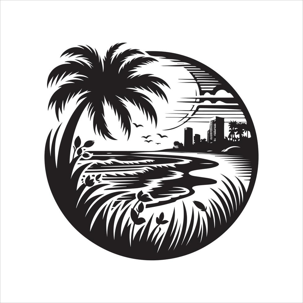 florida beach skull silhouette image design vector