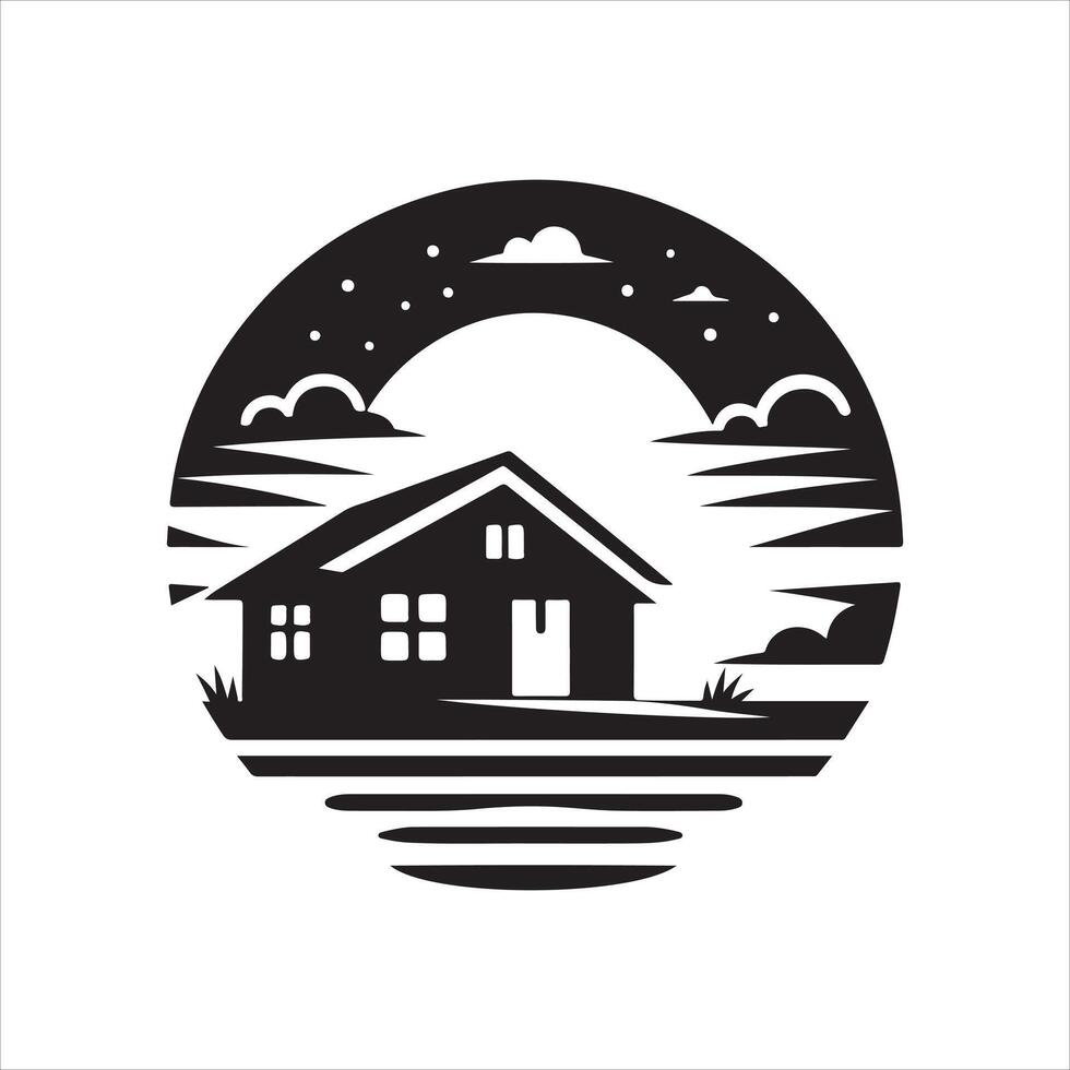 house silhouette sunset design vector