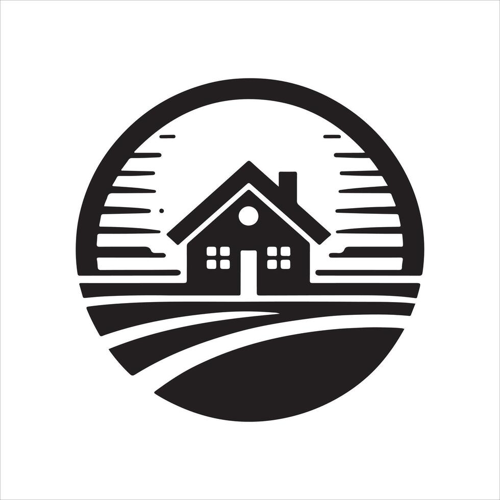 sunset house silhouette icon vector