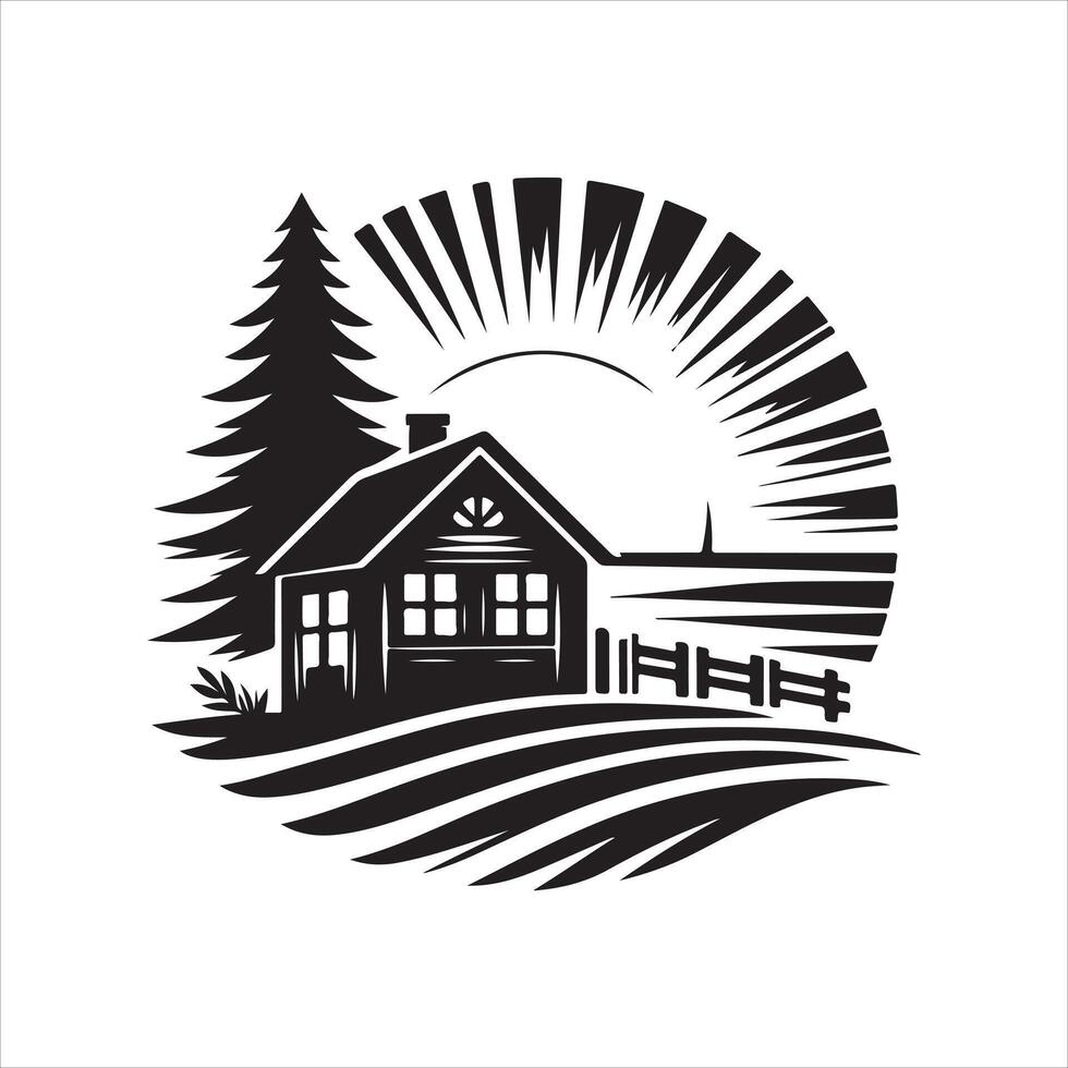 sunset house image vector