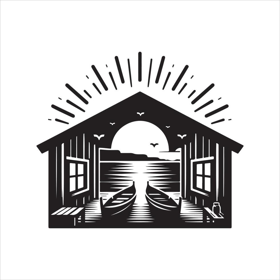 sunset house symbol vector
