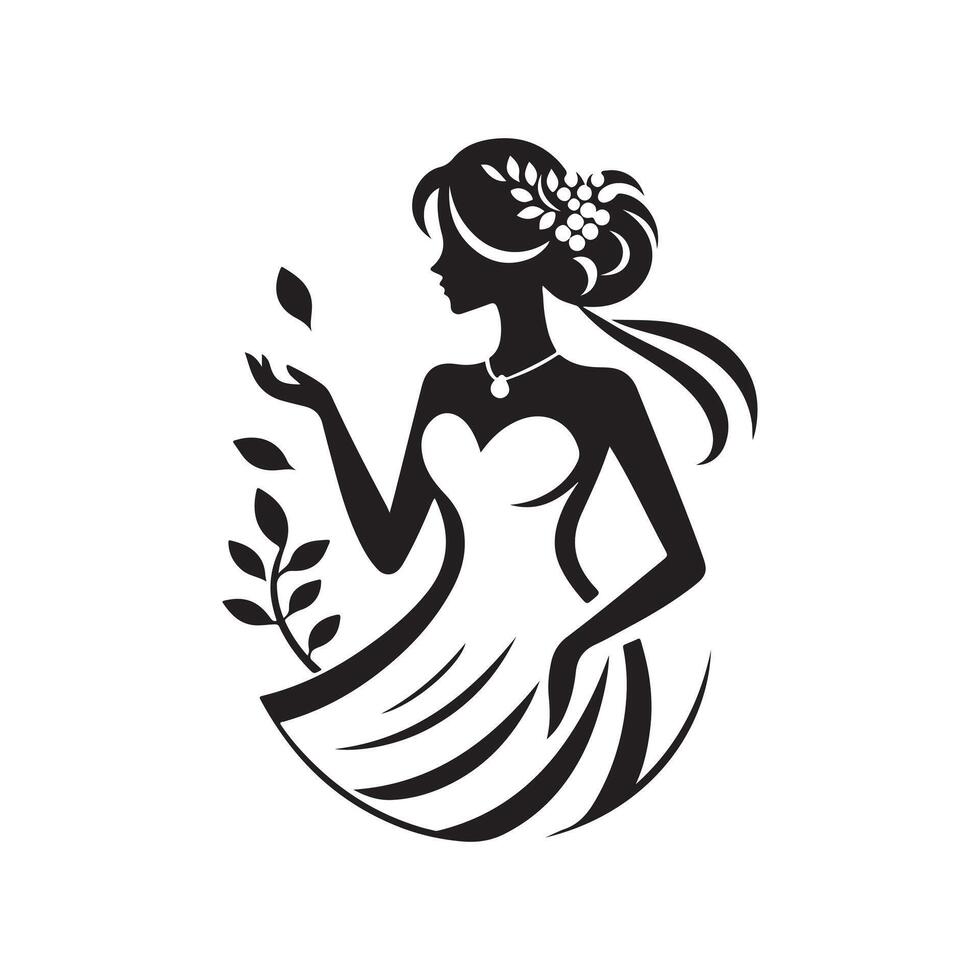 bride silhouette art design vector
