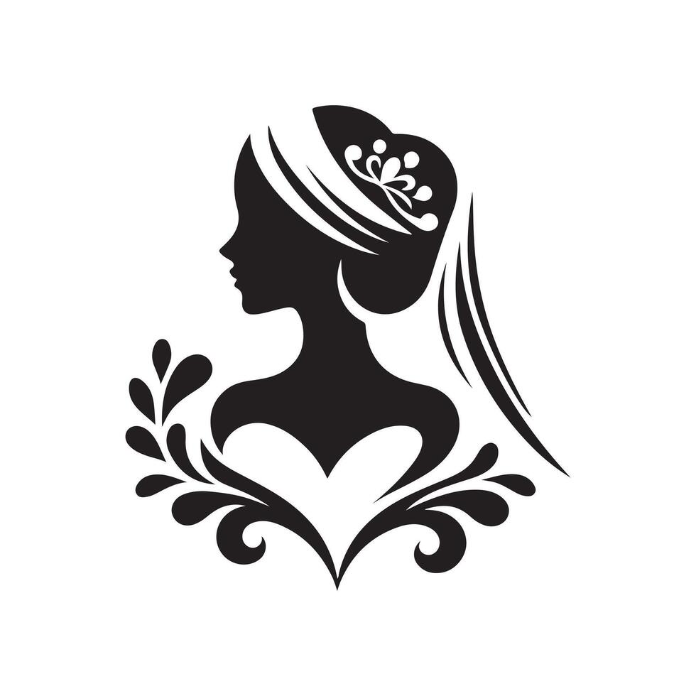 bride outline silhouette logo vector