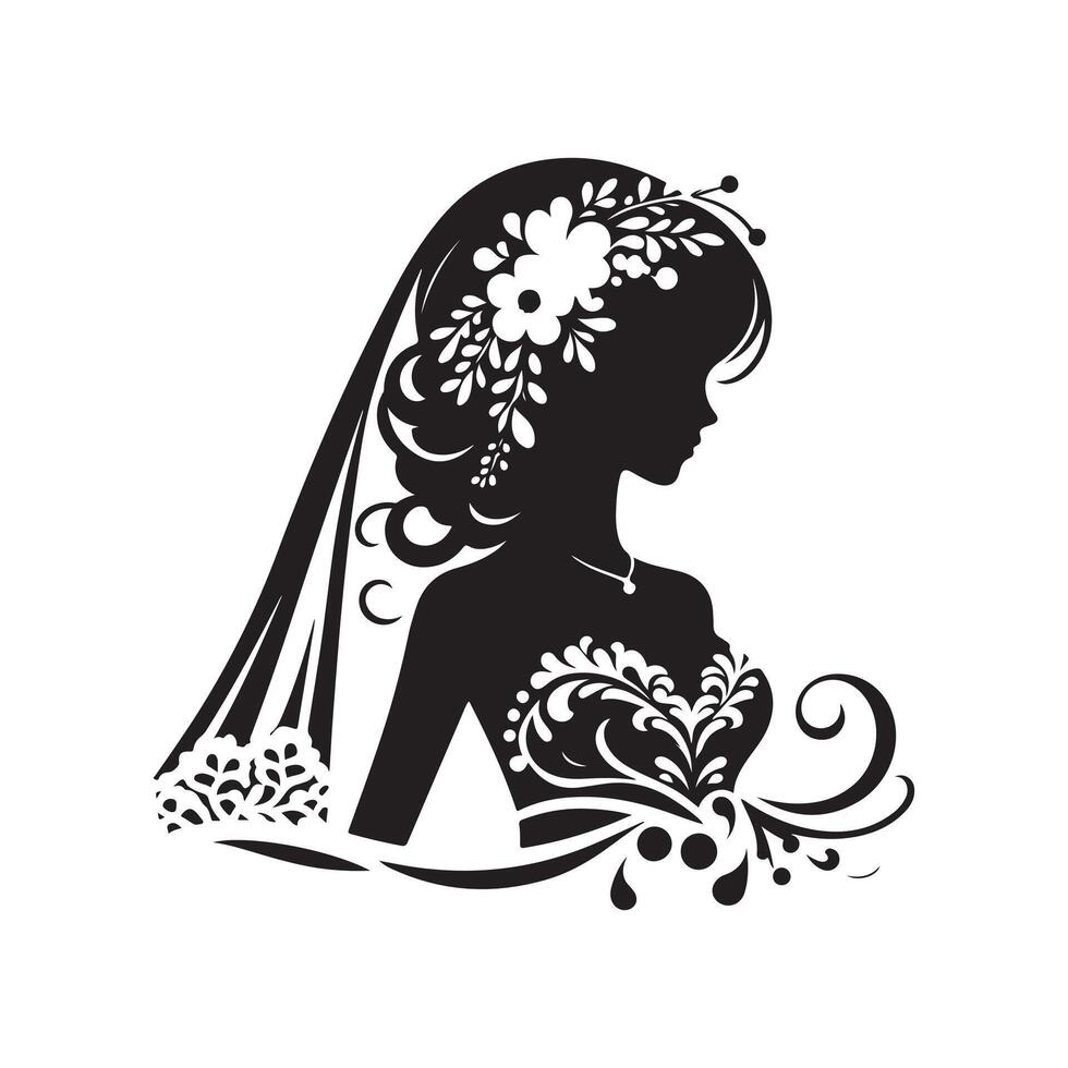 graphic bride silhouette image vector