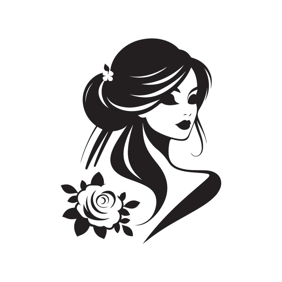 art bride silhouette design vector