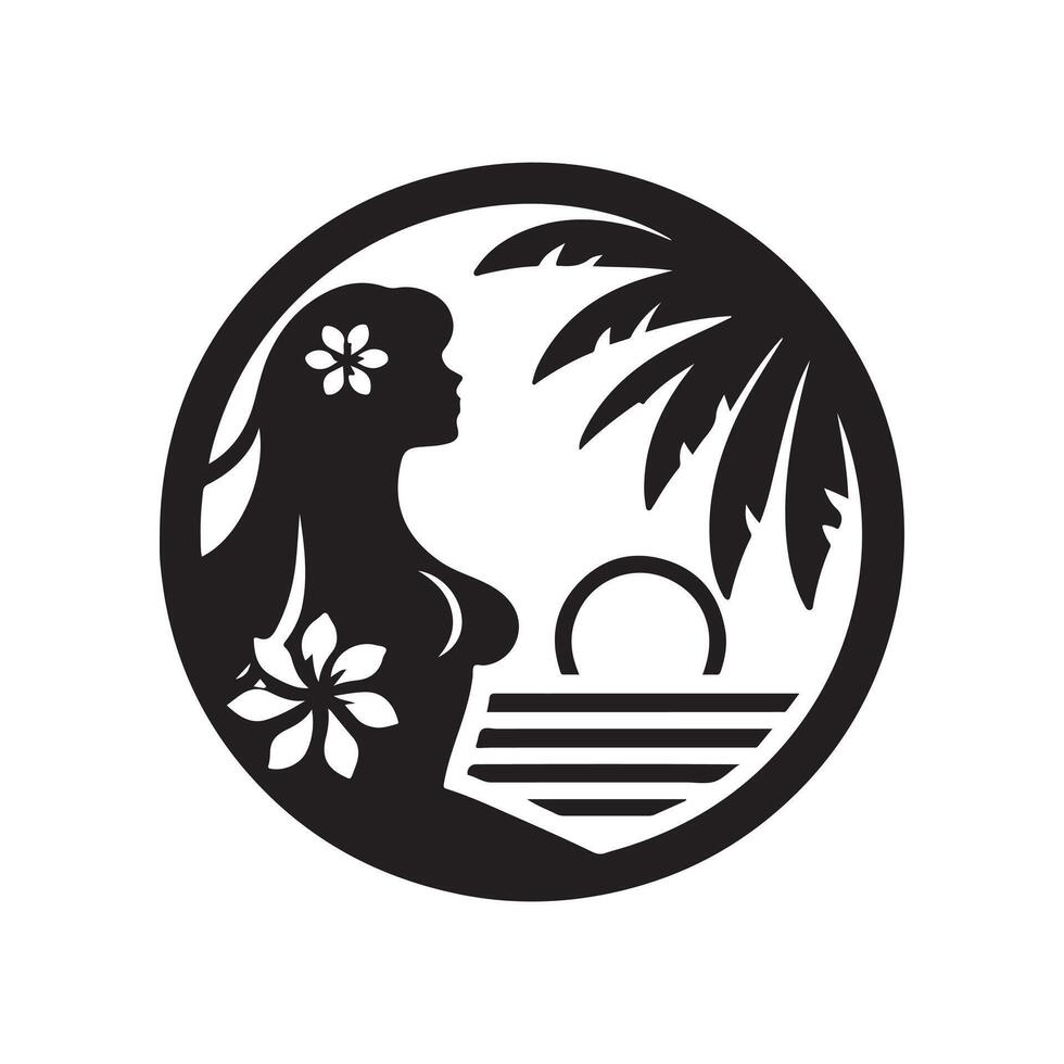 ocean summer vibes silhouette vector