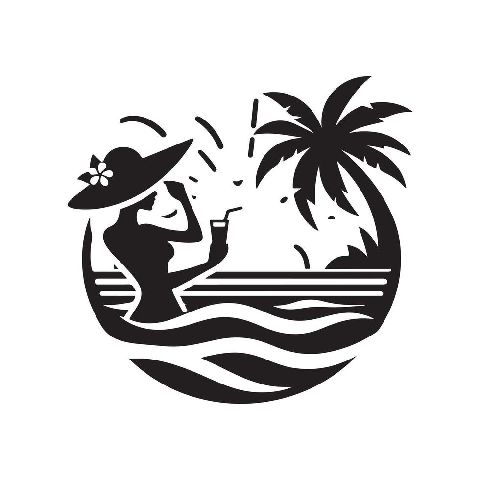 sunset summer vibes silhouette image vector