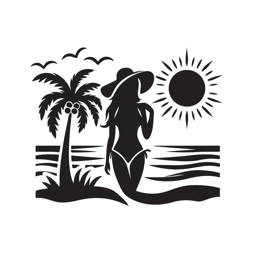 relax summer vibes silhouette vector
