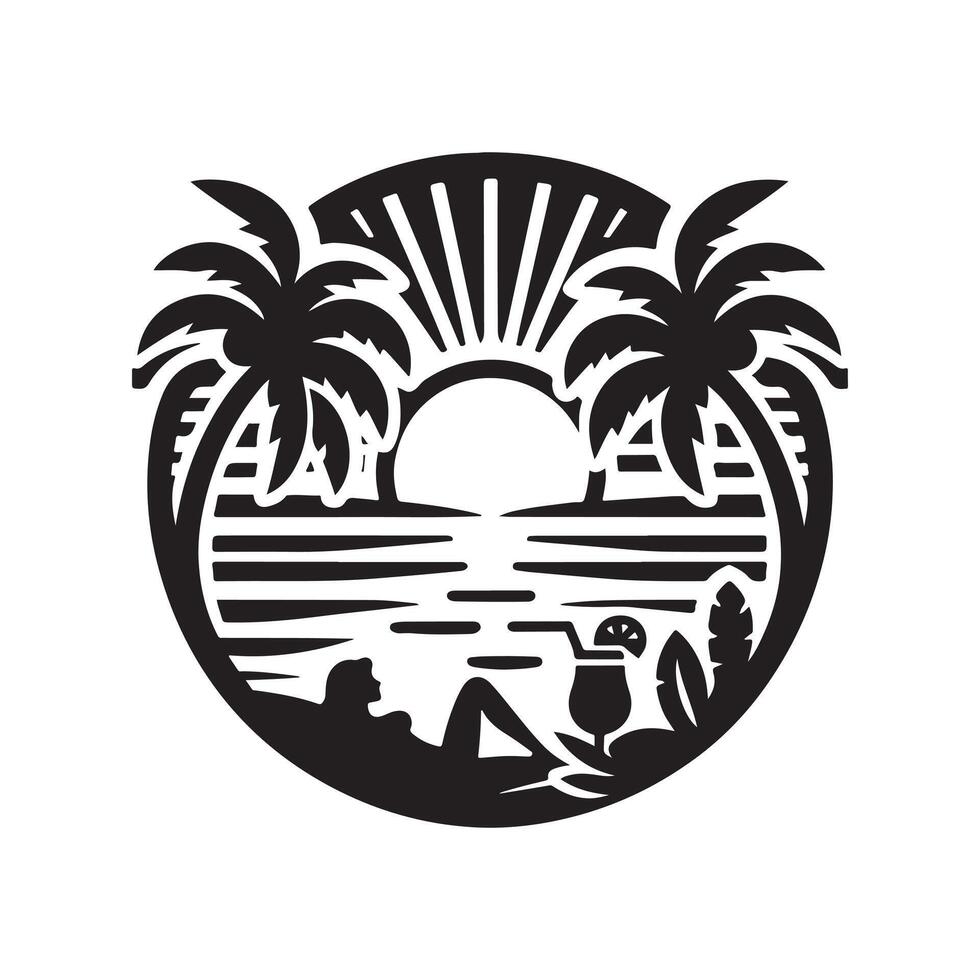 summer vibes beach silhouette vector