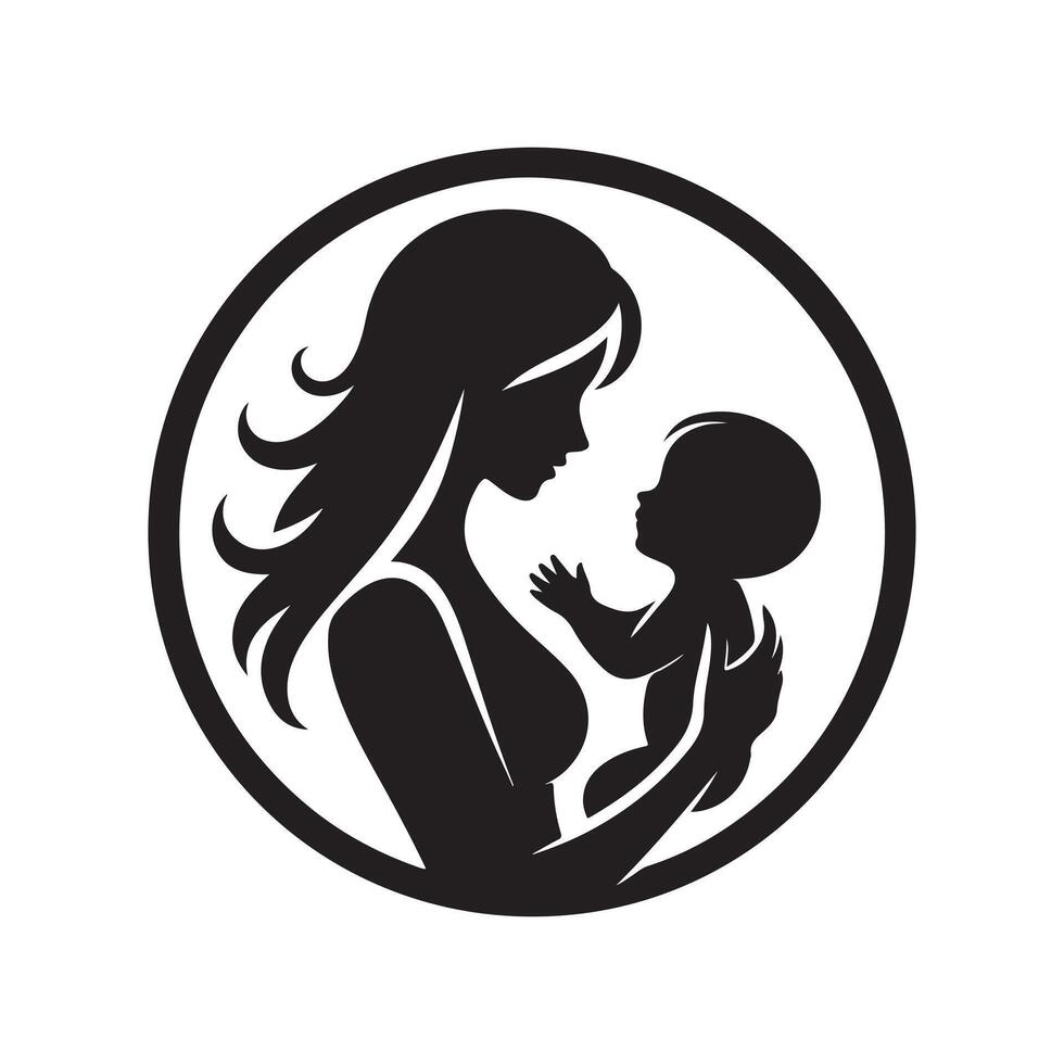 mom and daughter design logo vector
