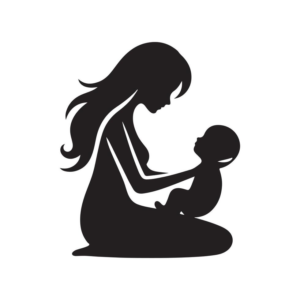 mom daughter bonding artwork vector