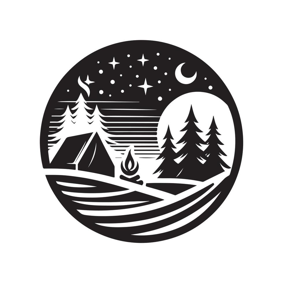 cool camping night design vector