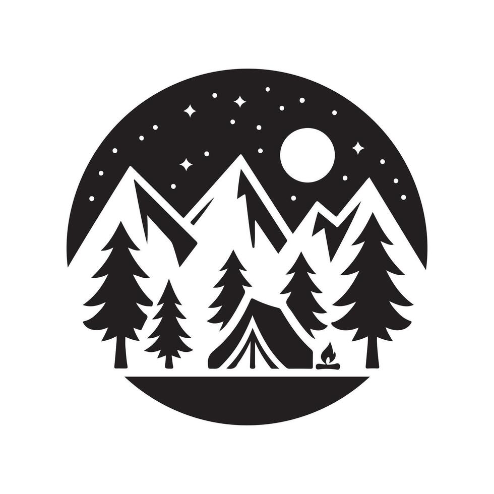 outdoor winter camp design vector
