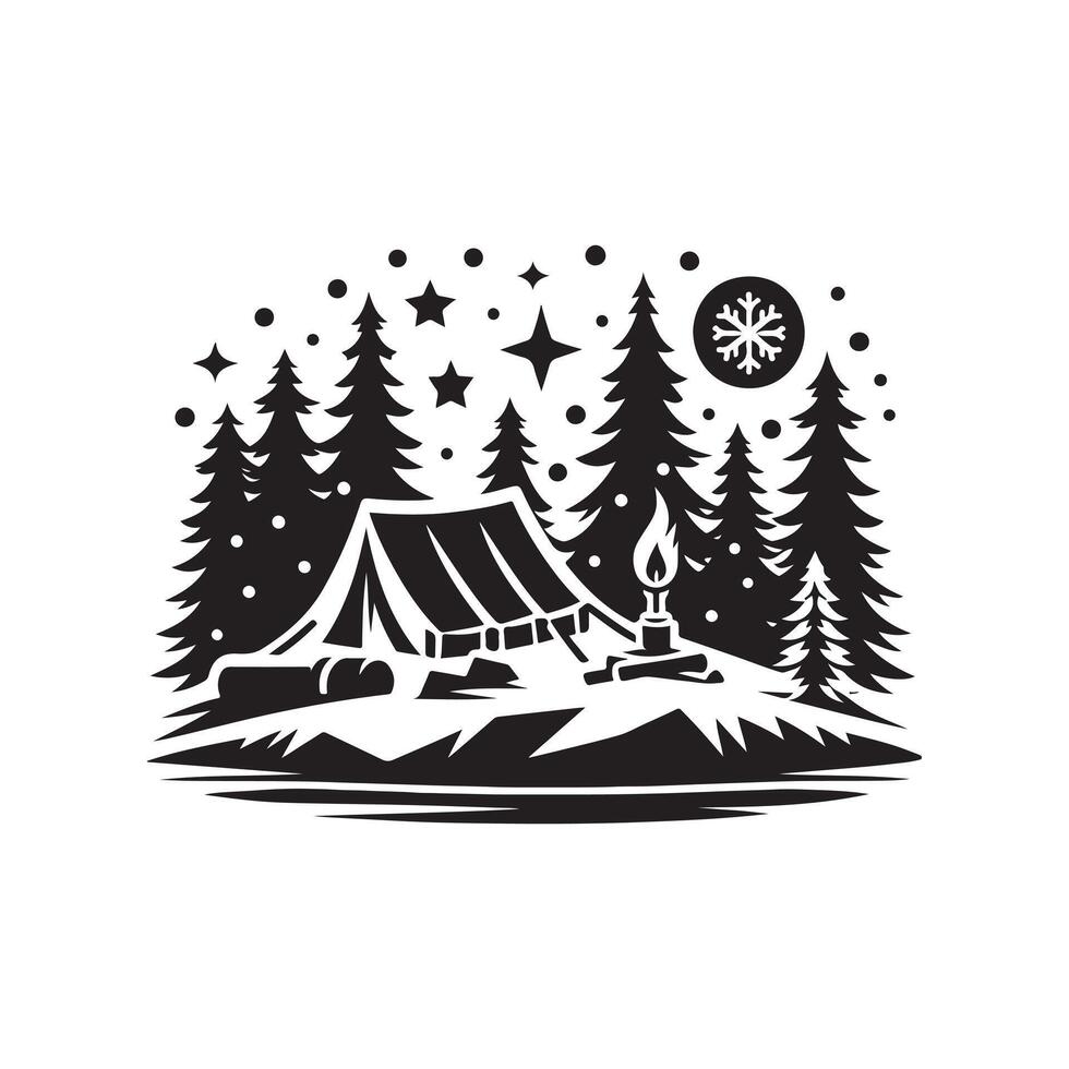 snow season silhouette graphic image vector