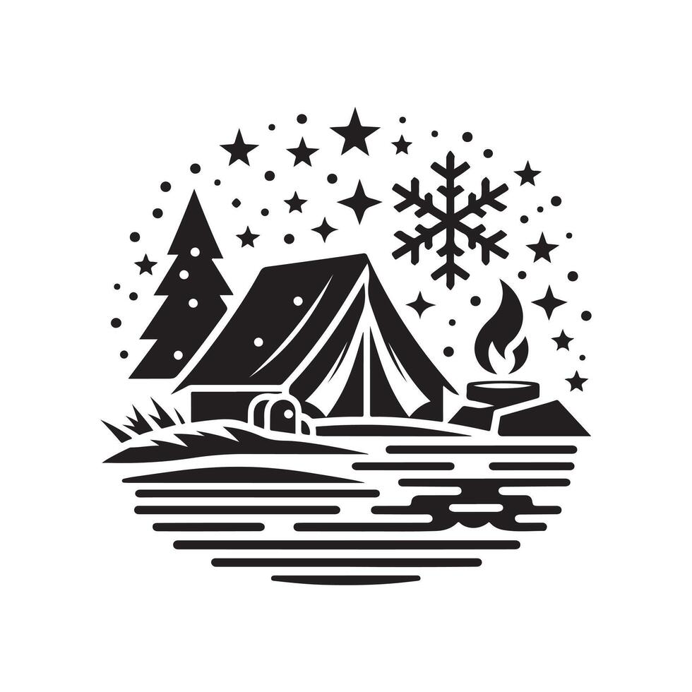 winter snow scene silhouette image vector