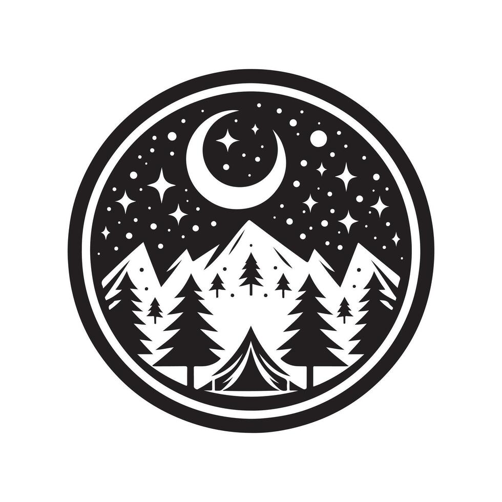 snow covered tent silhouette vector