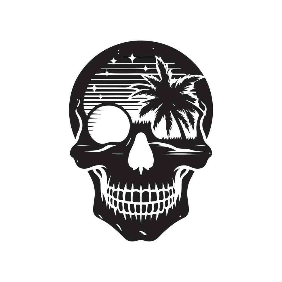 sunny beach skull head art vector