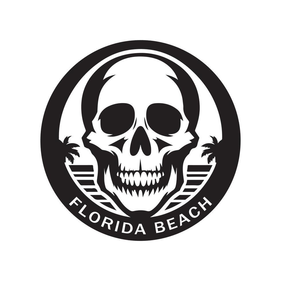 florida skull artwork on beach vector