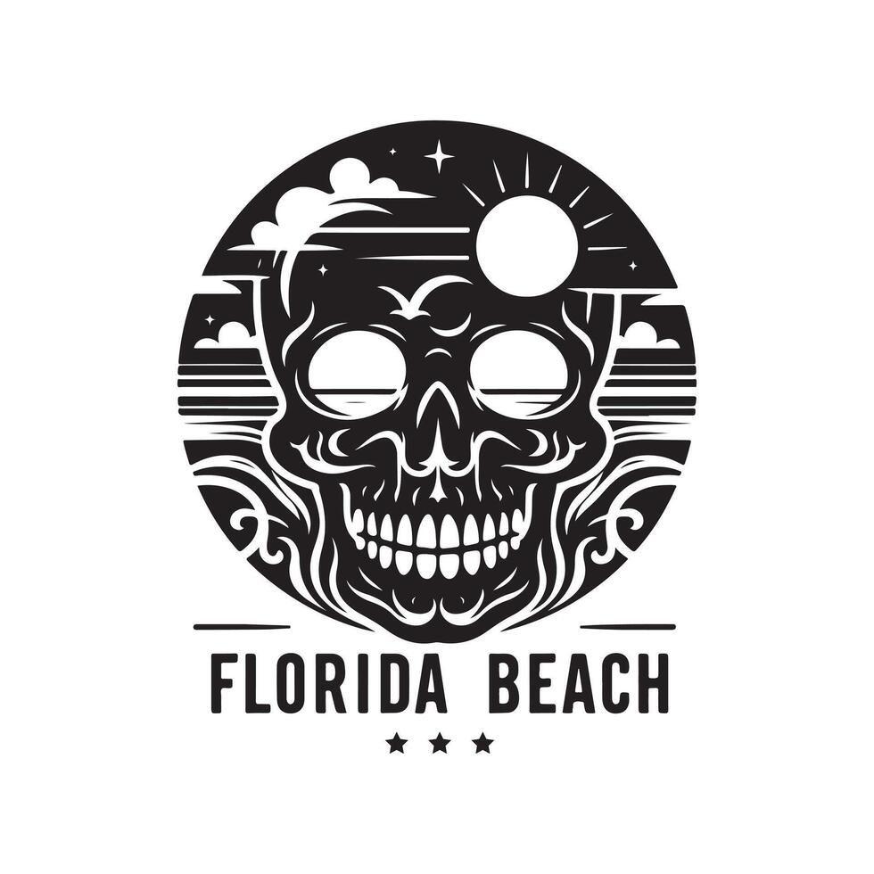 skull and beach graphic drawing vector