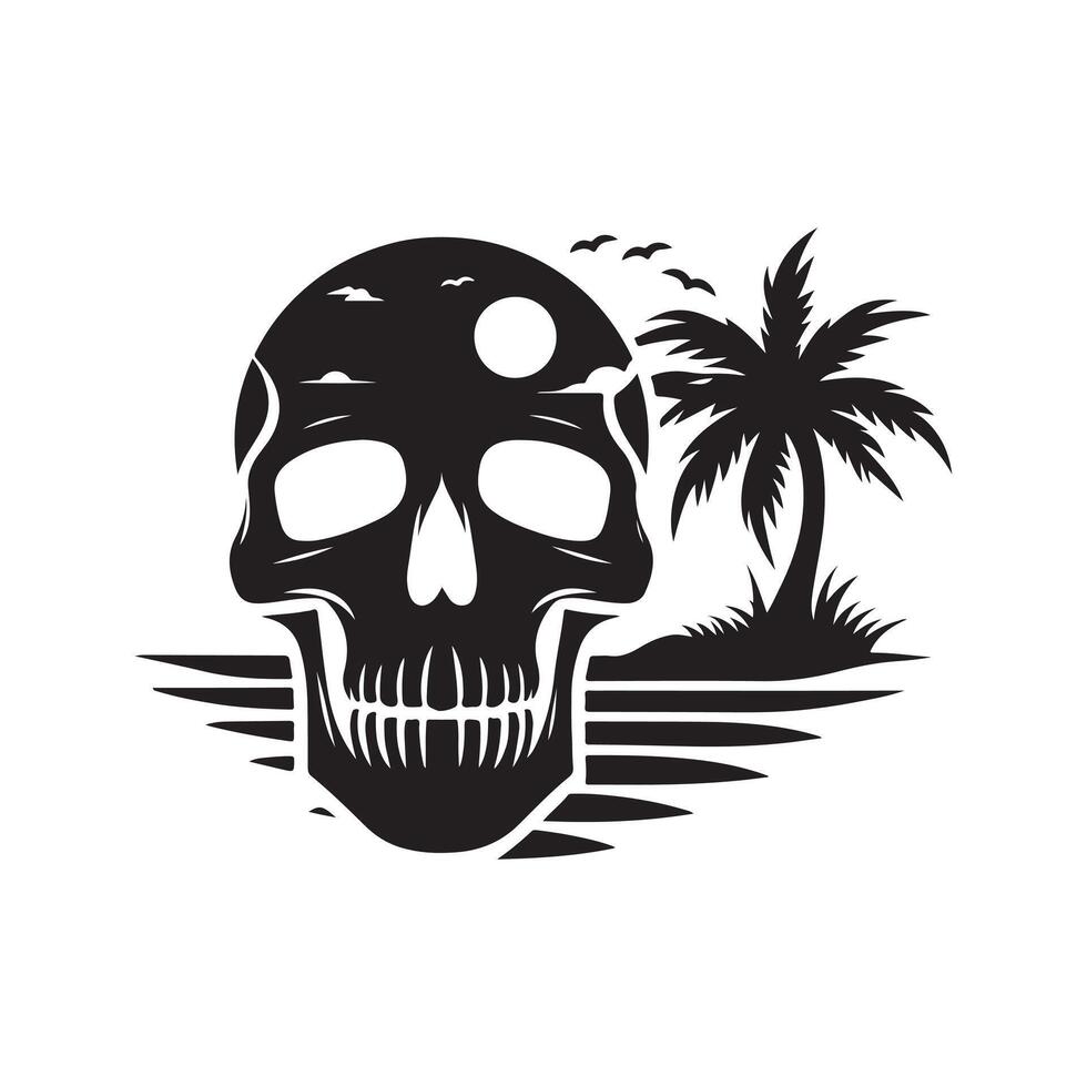 skull palm beach illustration vector