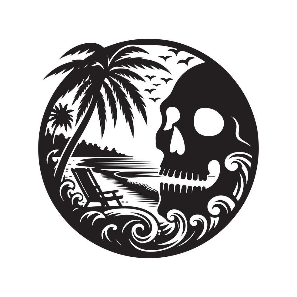 florida beach skull silhouette image vector
