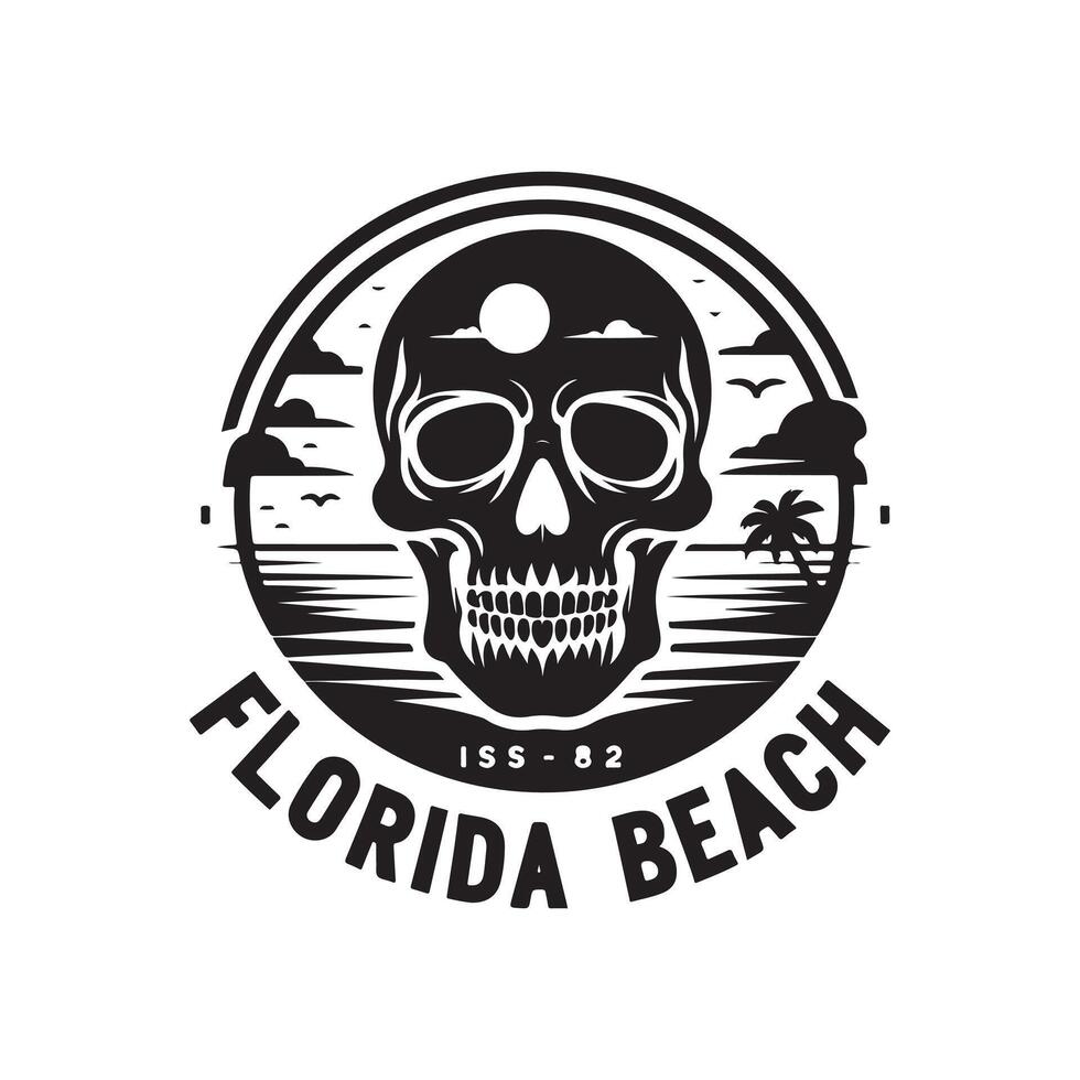 beach skull florida silhouette image art vector