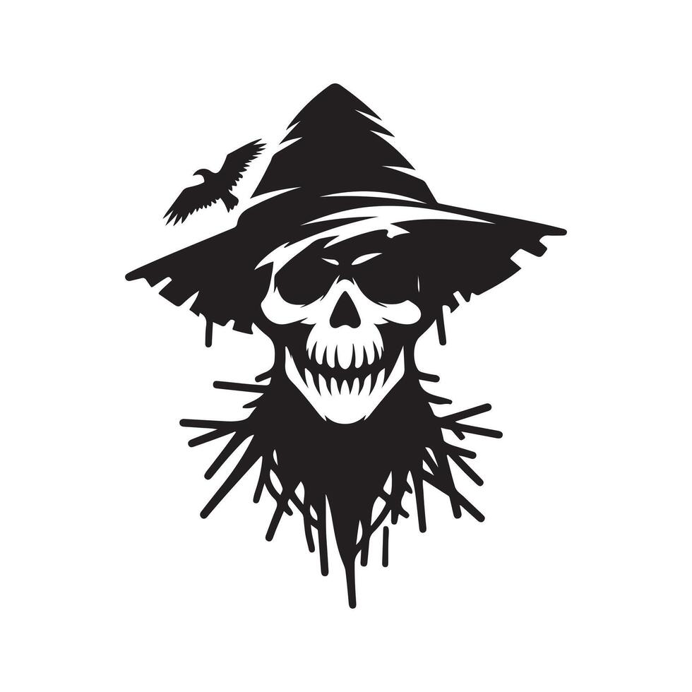 scarecrow silhouette skull image vector