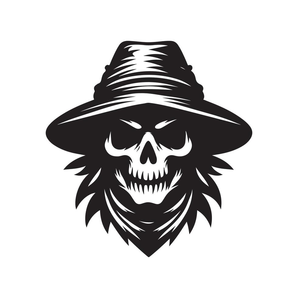 scarecrow skull silhouette image design vector