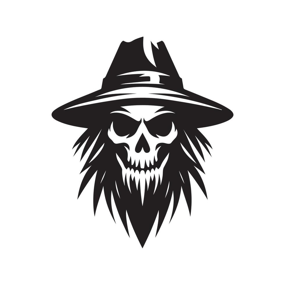 skull scarecrow silhouette art vector