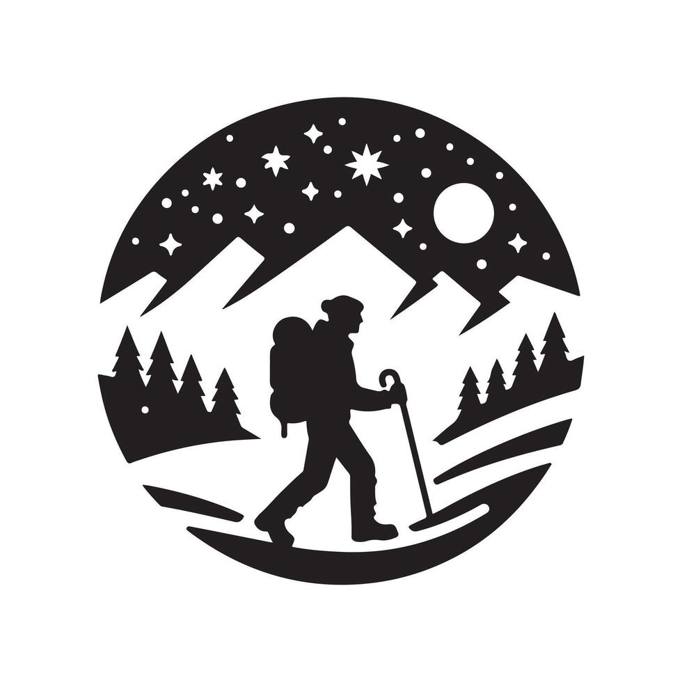 hiking vectors silhouette graphic design