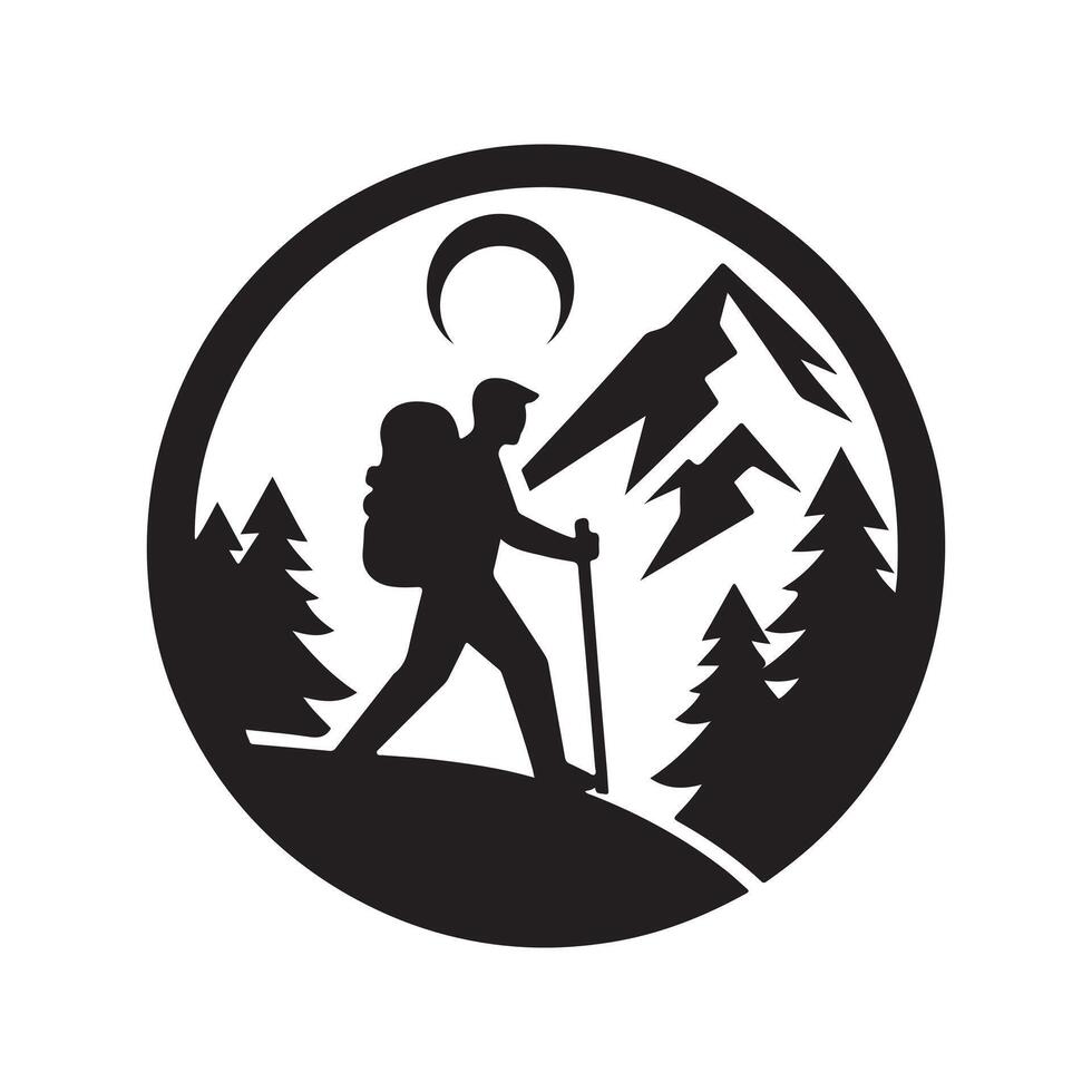 hiking silhouette design illustration vector