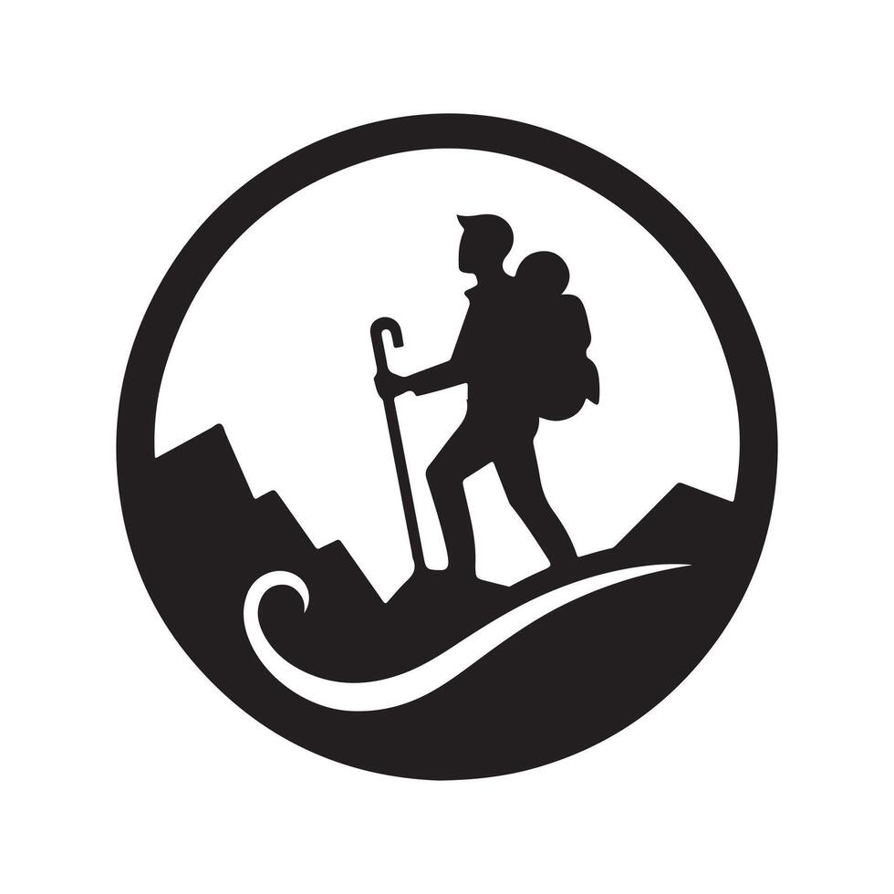 hiking silhouette image design vector