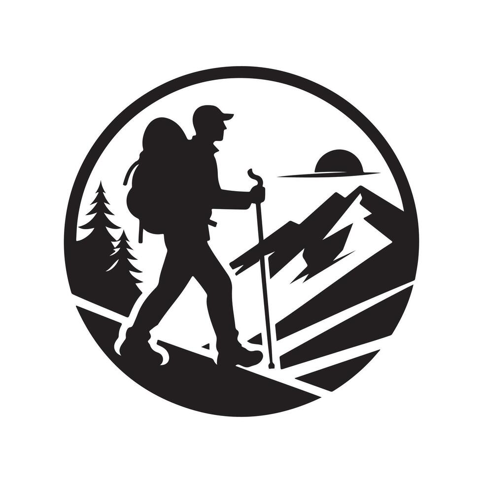 hiking silhouette art graphics design vector