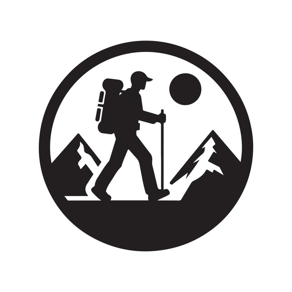 hiking silhouette art image vector