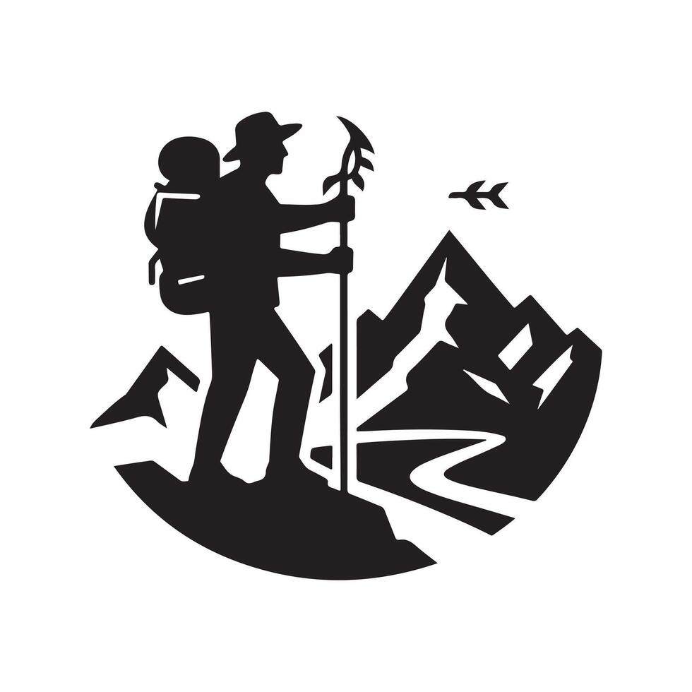 hiking silhouette graphic artwork vector