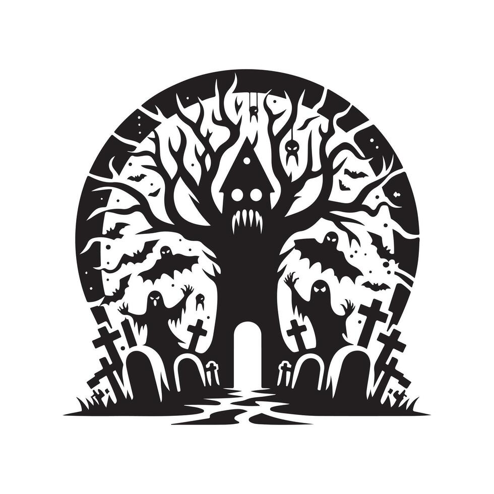 halloween silhouette haunted image vector