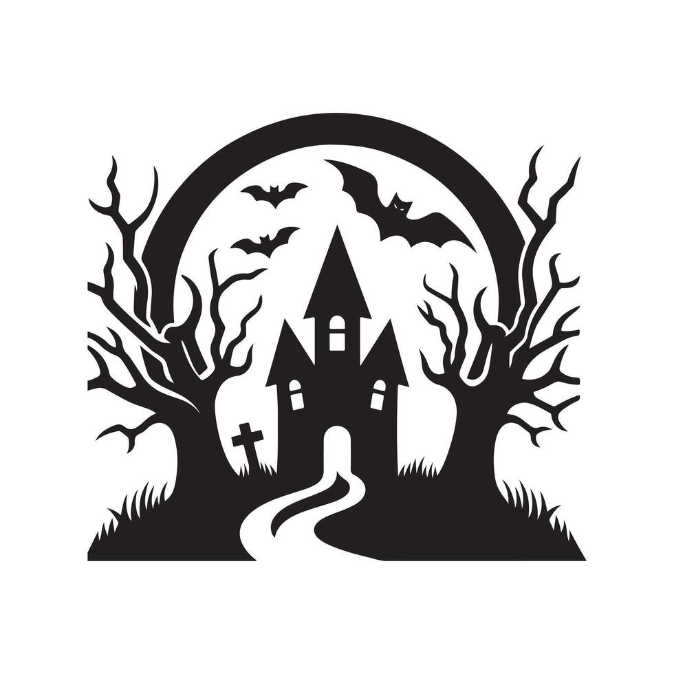 halloween haunted silhouette art image vector