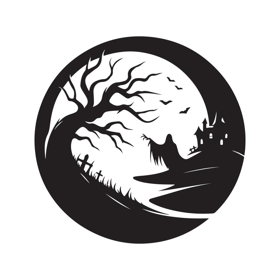 haunted halloween silhouette images vector