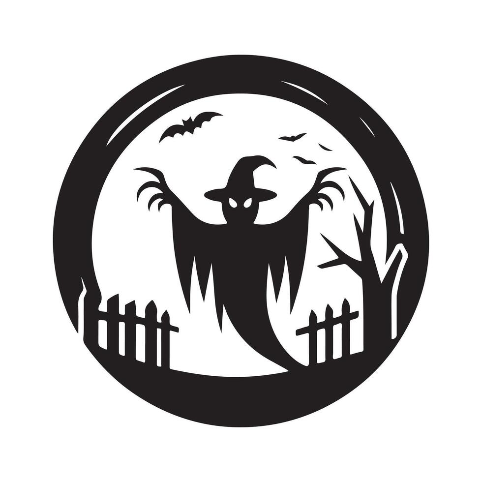art haunted halloween silhouette vector